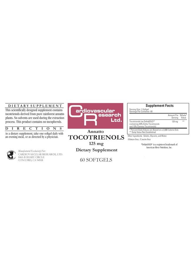 Cardiovascular Research Annatto Tocotrienols New Tamper Resistant Ship Box 125 mg Vitamin E 120 Count - Image 3