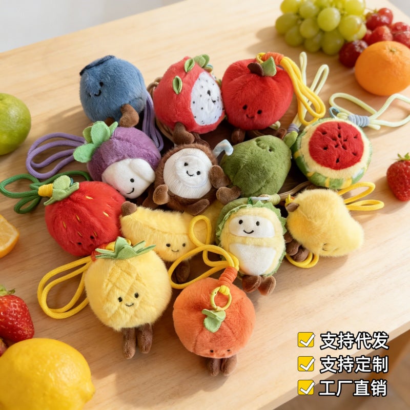 Eco-Friendly Fruit Plush Toy Keychain - Image 1