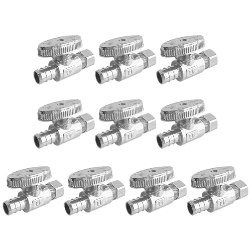 SUNGATOR 10-Pack Straight Stop Valve, 1/2" PEX x 3/8" OD Compression, Quarter Turn Chrome Plated, 1/2 inch Pex Shut Off Valves for Faucet and Toilet, UPC Certified - Image 1