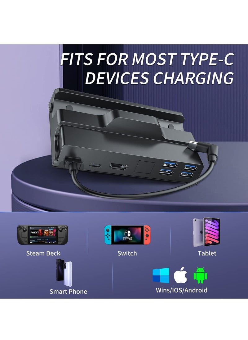 KASTWAVE - 6-in-1 Docking Station for Steam Deck, HDMI 2.0 4K@60Hz, USB-A 3.0, USB-C PD Port for Full Speed Charging - Compatible with Valve Stream Deck Accessories - Image 1