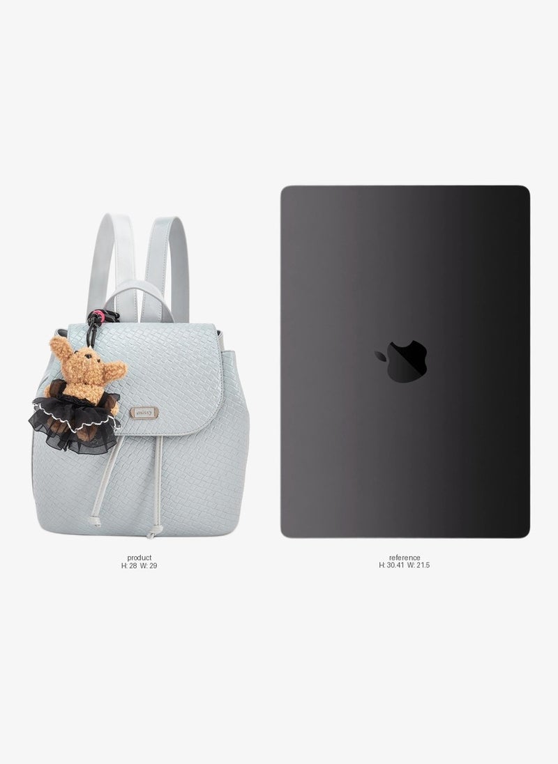 Missy Backpack With Multiple Charms With Waffle Embossing - Image 2