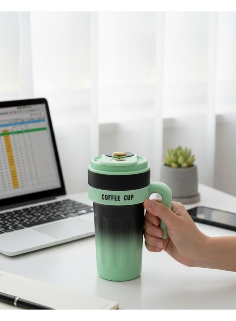 Spaceshoop 650ml Extra Large Gradient Thermal Coffee Mug Insulated Travel Tumbler with Comfort Handle in Green color - Image 4