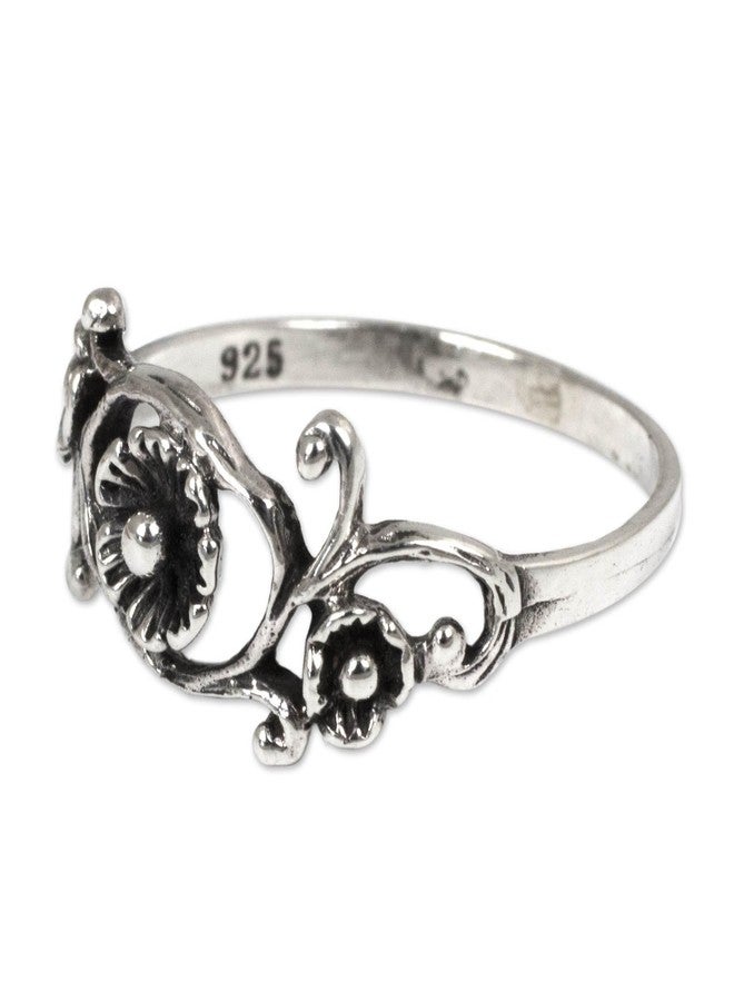 NOVICA Artisan Handmade Sterling Silver Flower Ring Floral Band from Thailand [crownbezel 0.3 in L x 0.7 in W Band Width 2 mm W] ' Lotus Rose' - Image 2
