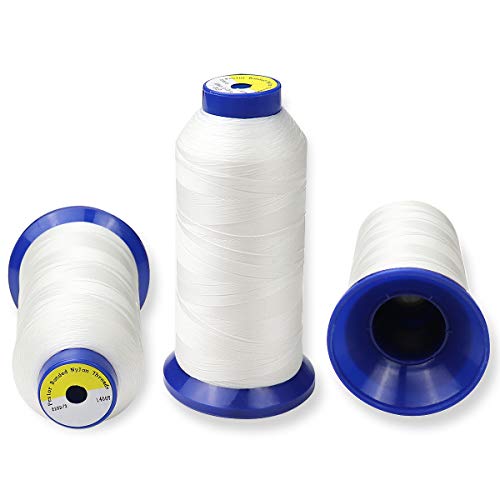 pestor Bonded Nylon Thread for Sewing Leather,Upholstery,Jeans and Wig; #69 T70 Size 210D/3 1400 Yards (Black+White) - Image 3
