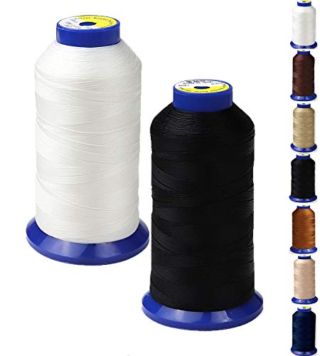 pestor Bonded Nylon Thread for Sewing Leather,Upholstery,Jeans and Wig; #69 T70 Size 210D/3 1400 Yards (Black+White) - Image 1