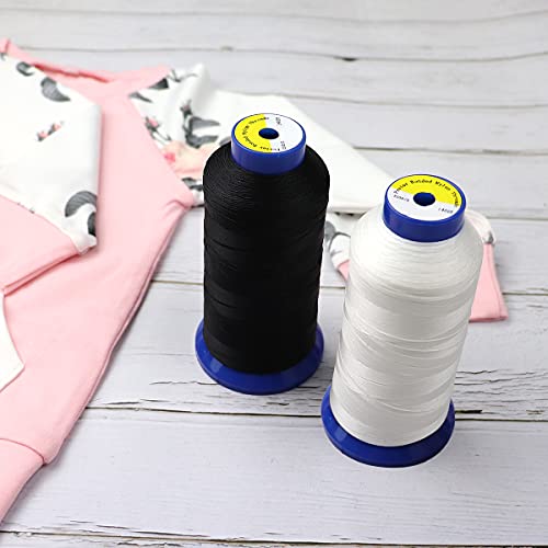 pestor Bonded Nylon Thread for Sewing Leather,Upholstery,Jeans and Wig; #69 T70 Size 210D/3 1400 Yards (Black+White) - Image 4