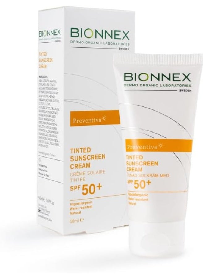 BIONEX Bionnex Preventiva Tinted Sunscreen SPF 50+ 50ml – Broad-Spectrum Protection with Vitamin E & Hordeum Vulgare - Image 2