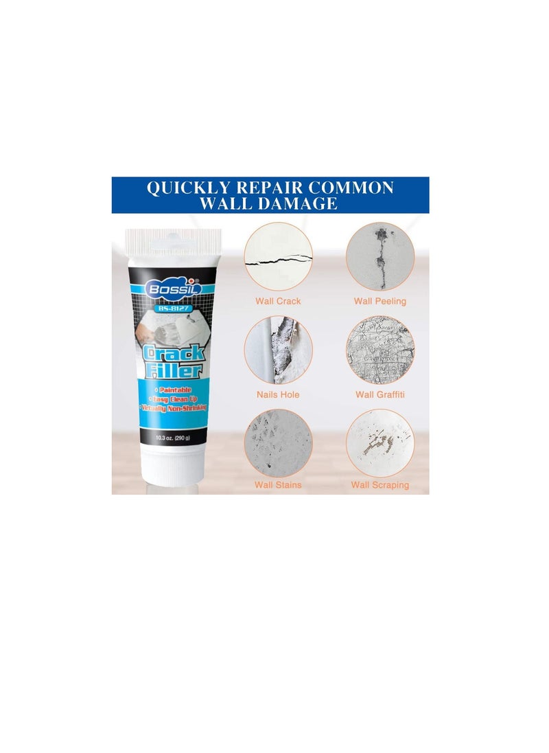 Bossil Multipurpose Crack Filler 290g White BS-8127, Non Shrinkable, Smooth and Durable, Easy to Fill Cracks & Gaps in a Single Application