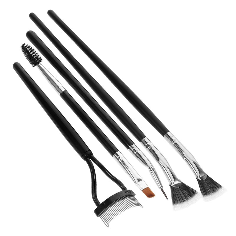 5pcs Folding Angle Fan Shaped Lash Brush Set with Double-layer Synthetic Bristles Lash Separator and Eyelash Comb Makeup Application - Image 1