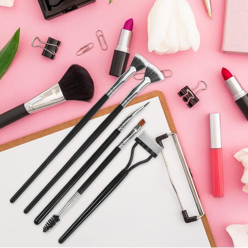 5pcs Folding Angle Fan Shaped Lash Brush Set with Double-layer Synthetic Bristles Lash Separator and Eyelash Comb Makeup Application - Image 4