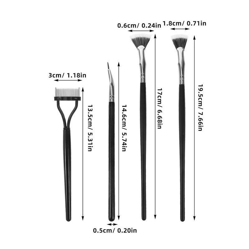 5pcs Folding Angle Fan Shaped Lash Brush Set with Double-layer Synthetic Bristles Lash Separator and Eyelash Comb Makeup Application - Image 2