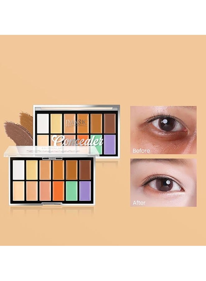 IMAGIC 12-Color Concealer Palette | Professional Creamy Formula for Contouring, Highlighting & Correcting | Full-Coverage, Blendable Shades - Image 1