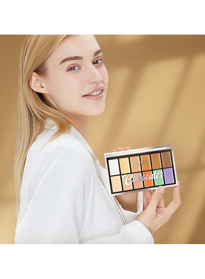 IMAGIC 12-Color Concealer Palette | Professional Creamy Formula for Contouring, Highlighting & Correcting | Full-Coverage, Blendable Shades - Image 2