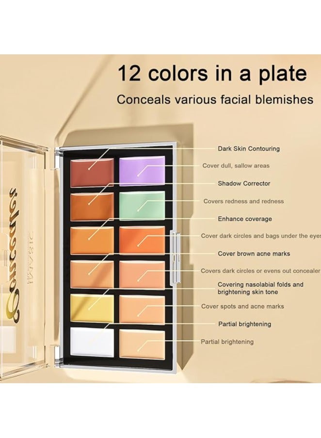 IMAGIC 12-Color Concealer Palette | Professional Creamy Formula for Contouring, Highlighting & Correcting | Full-Coverage, Blendable Shades - Image 4