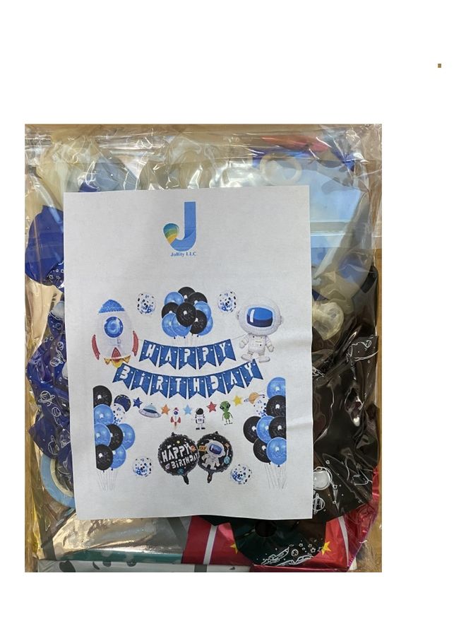 جوليتي إل إل سي مجموعة بالونات حفلات بتصميم الفضاء الخارجي لرائد الفضاء أو لافتة بعبارة Happy Birthday مكونة من 37 قطعة - Image 2