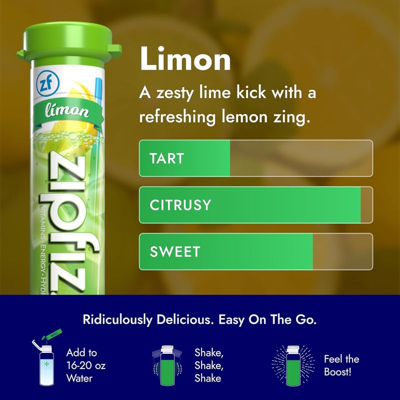 Zipfizz Energy Drink Mix - Limon Flavor (20 Pack) - Image 5