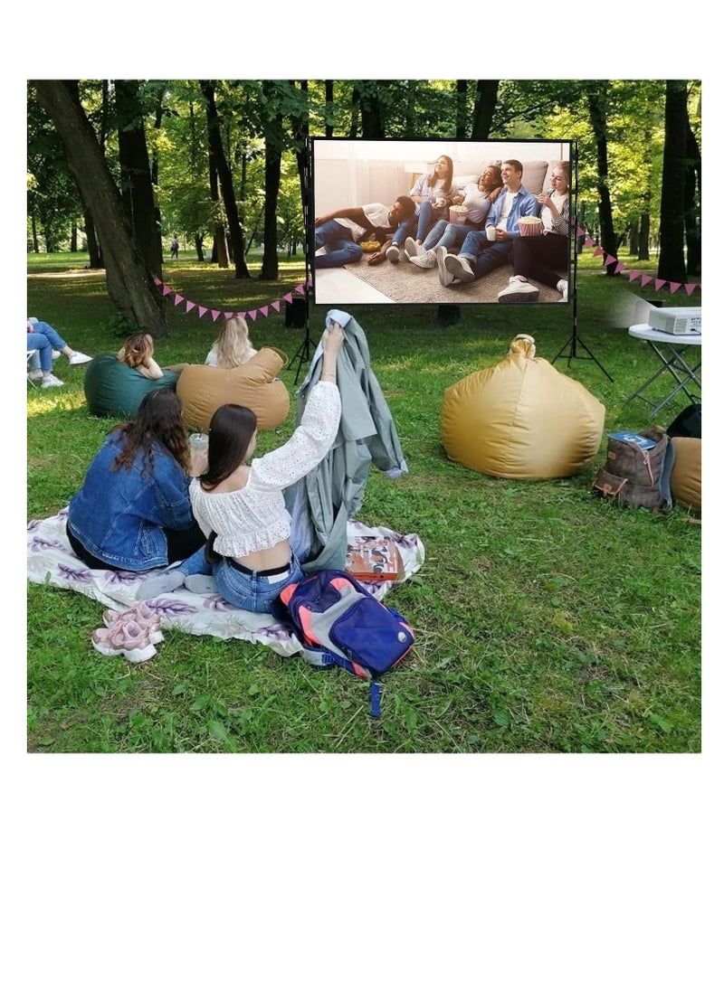 Generic Zenzres Projector Screen and Stand 100 Inch, Outdoor Portable Projector Movie Screen Pull Down, Indoor Projections Screen with Stand 16:9 4K Full HD Support Height Adjustable for Home Theater Camping  - Image 5