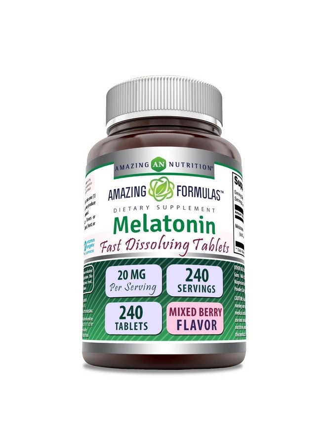 Amazing Nutrition Amazing Formulas Melatonin Fast Dissolving Supplement | Mixed Berry Flavor | 20 Mg Per Serving | 240 Tablets | Non-GMO | Gluten-Free | Made in USA - Image 1