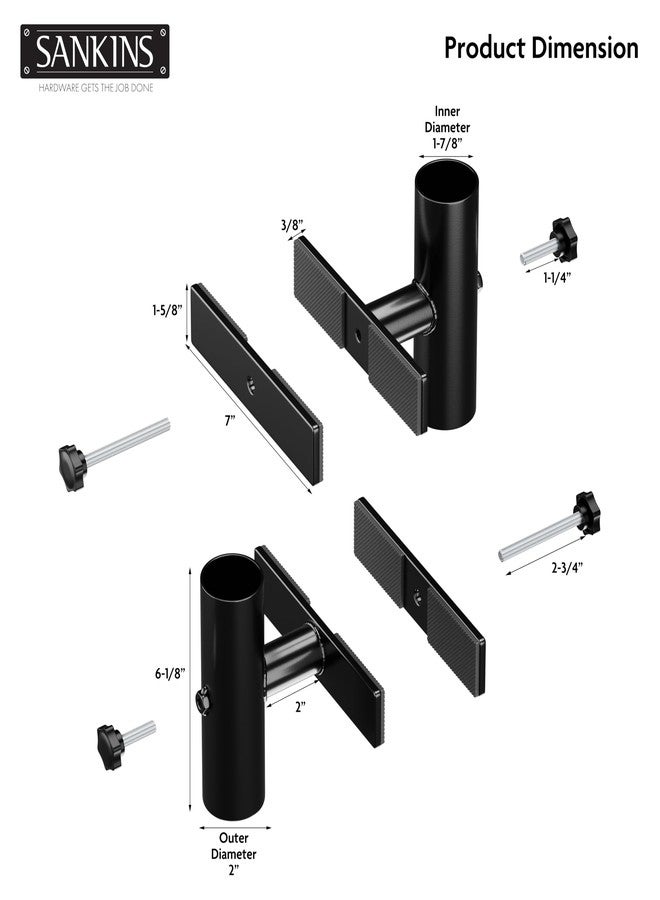 SANKINS Patio Umbrella Holder for Deck Railing, Adjustable Patio Umbrella Base Outdoor Umbrella Stand, Patio Umbrella Clamp Deck Umbrella Mount for Balcony, Patio Railing - Image 2