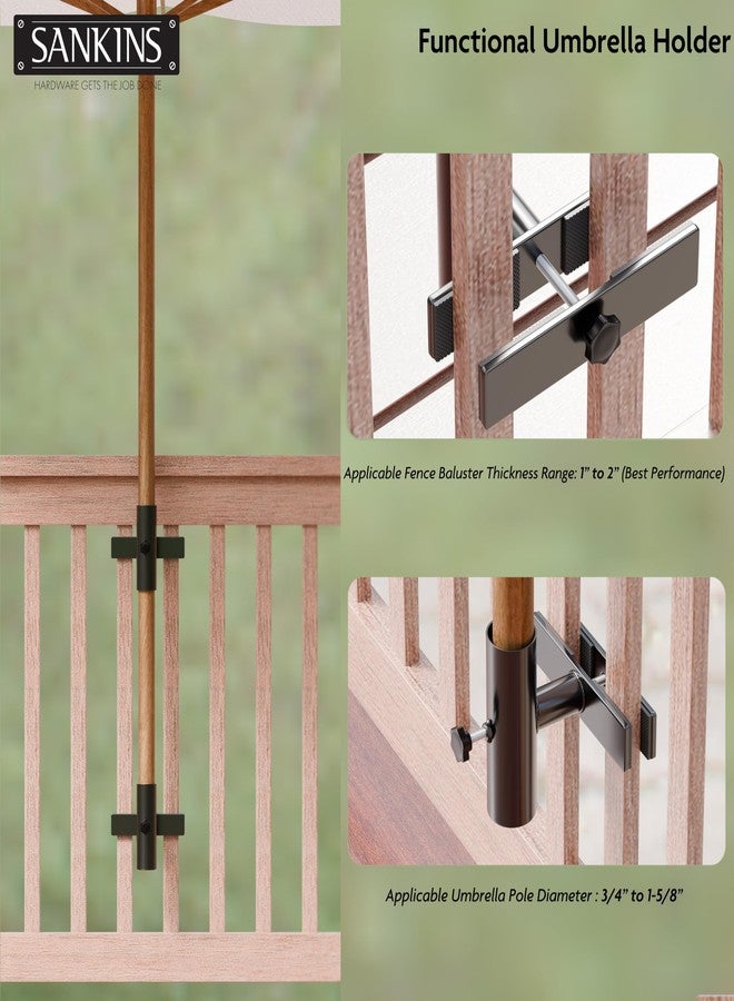 SANKINS Patio Umbrella Holder for Deck Railing, Adjustable Patio Umbrella Base Outdoor Umbrella Stand, Patio Umbrella Clamp Deck Umbrella Mount for Balcony, Patio Railing - Image 3