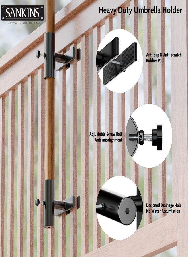 SANKINS Patio Umbrella Holder for Deck Railing, Adjustable Patio Umbrella Base Outdoor Umbrella Stand, Patio Umbrella Clamp Deck Umbrella Mount for Balcony, Patio Railing - Image 4