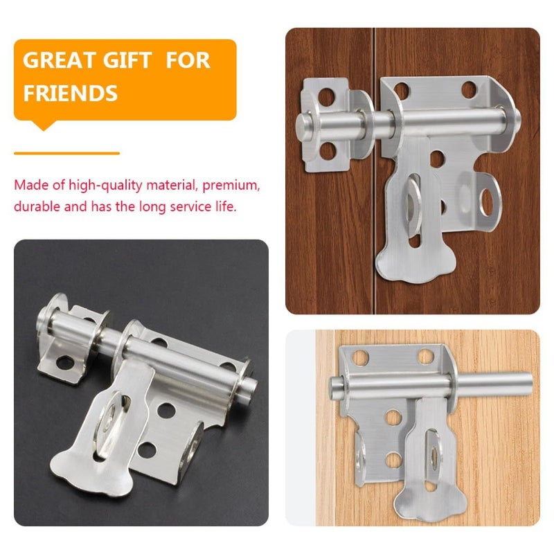 3Pcs Stainless Steel Surface Mount Door Bolt Lock Sliding Latch for Wood Gate Home Warehouse Security - Image 3
