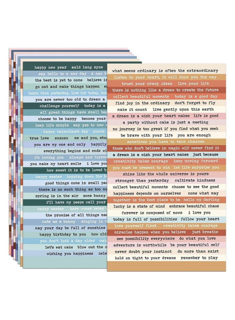 SYOSI 8 Sheet Vintage Scrapbook Stickers for Journaling Junk Journal Supplies, Quote Stickers, DIY Phrase Word Stickers for Scrapbooking Planners, Notebook Collage Album Aesthetic Stickers (Colorful) - Image 1