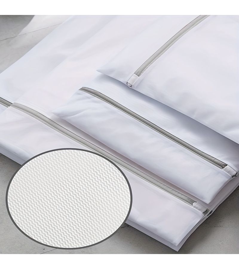 Pink Zipper 6 Piece Mesh Laundry Bag Set 2 Large 2 Medium 2 Small For Travel Organizing And Delicate Washing - Image 5