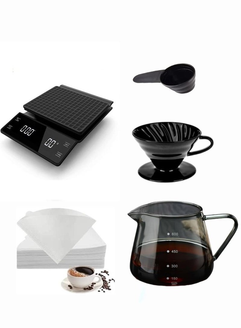 V60 Coffee Set Drip Coffee Maker Set Machine Drip Brew Set Contains 5-Pieces Pour Over Coffee Drip Coffee  - Image 1