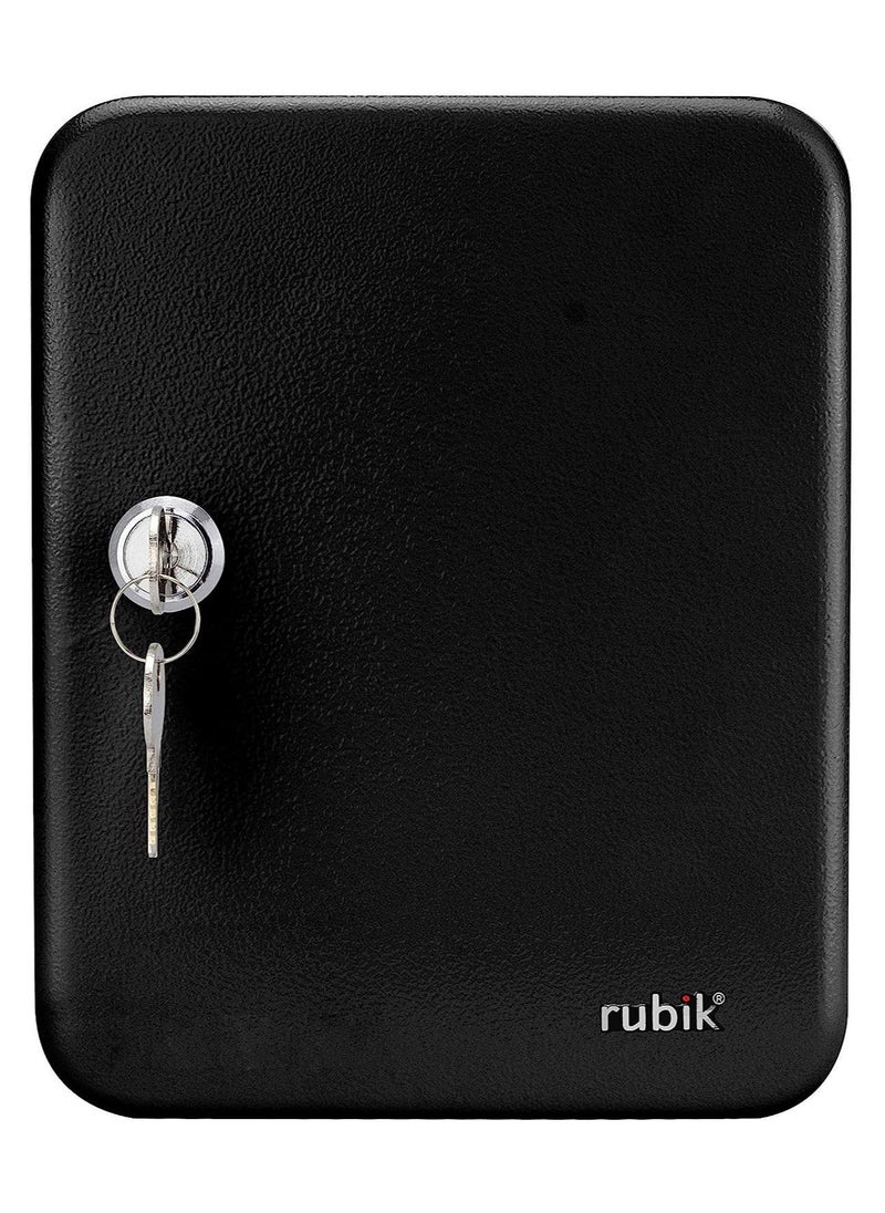 Rubik - Key Cabinet Wall Mount Design with Key Lock, Secure Metal Key Safe Box, Best Wall Mounted Key Safety Box Cabinet Design (20 Key Capacity) Black - Image 1