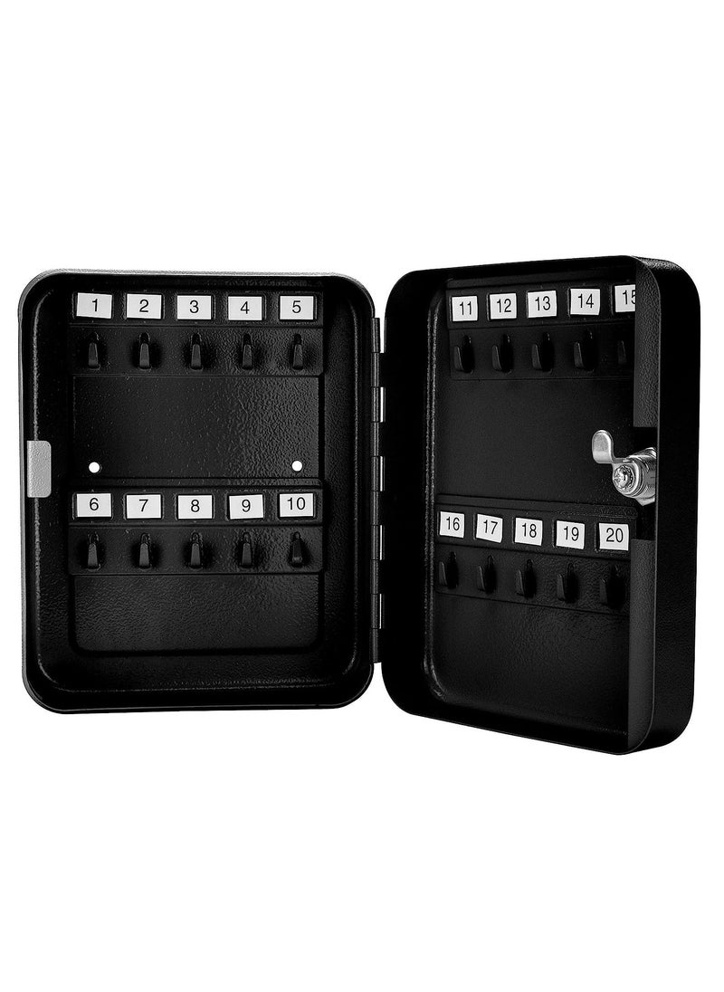 Rubik - Key Cabinet Wall Mount Design with Key Lock, Secure Metal Key Safe Box, Best Wall Mounted Key Safety Box Cabinet Design (20 Key Capacity) Black - Image 1