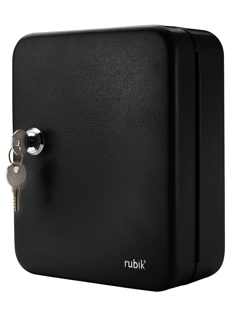 Rubik - Key Cabinet Wall Mount Design with Key Lock, Secure Metal Key Safe Box, Best Wall Mounted Key Safety Box Cabinet Design (20 Key Capacity) Black - Image 1