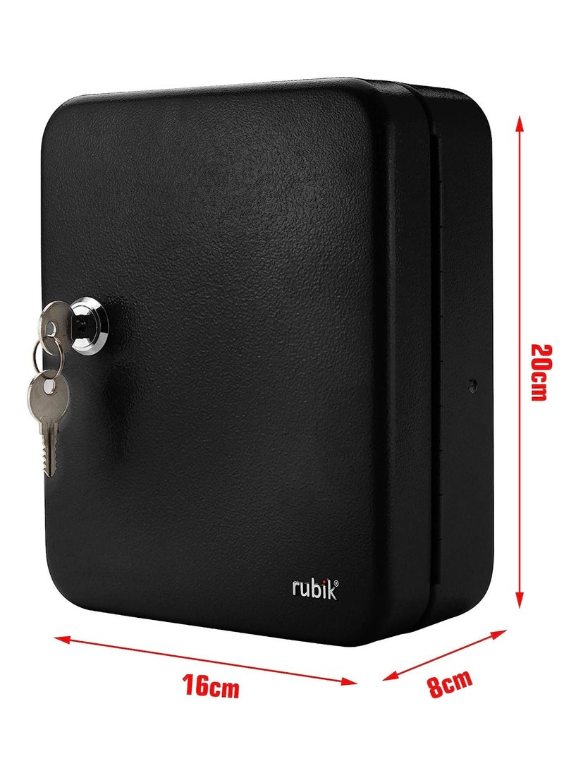 Rubik - Key Cabinet Wall Mount Design with Key Lock, Secure Metal Key Safe Box, Best Wall Mounted Key Safety Box Cabinet Design (20 Key Capacity) Black - Image 1
