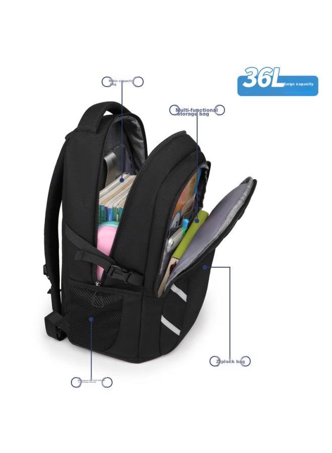 Edison Middle School Student Backpack, Lightweight, Reflective, Water-resistant, High School Student Backpack, 200823-1g Black - Image 3