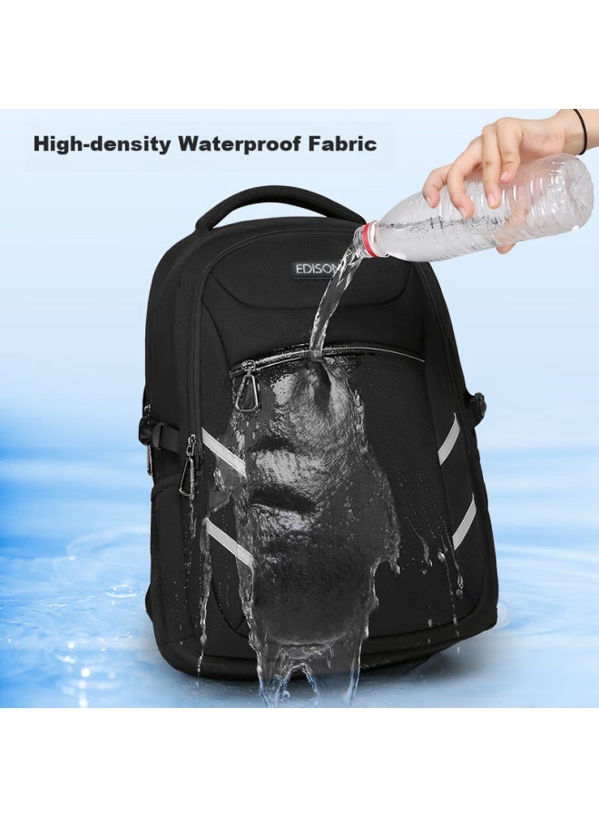 Edison Middle School Student Backpack, Lightweight, Reflective, Water-resistant, High School Student Backpack, 200823-1g Black - Image 2
