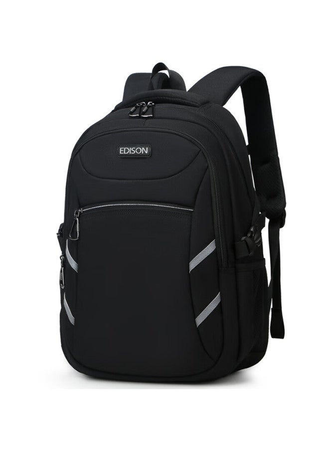 Edison Middle School Student Backpack, Lightweight, Reflective, Water-resistant, High School Student Backpack, 200823-1g Black - Image 1