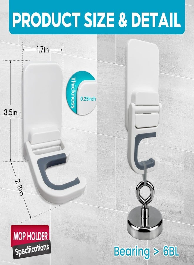 Roolaudk Broom Holder Wall Mount, 6 Pack Broom and Mop Organizer Wall Hanging Self Adhesive, No Drilling, Anti-Slip Broom and Mop Hanger Wall Mount Cleaning Ideal for Bathroom, Kitchen, Garden, Garage - Image 5