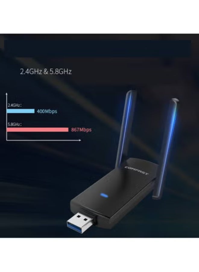 COMFAST CF-924AC V2 Dual-Band AC1300 USB WiFi Adapter, Desktop Wireless Network Card with 2.4GHz/5GHz, High-Gain Antenna, Receiver & Transmitter for PC - Image 3