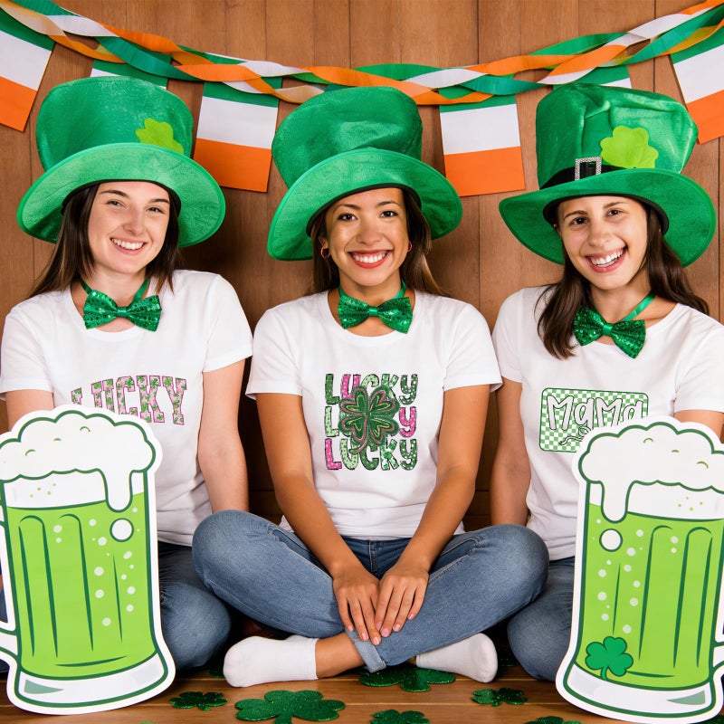 INCOK St Patrick's Day Dtf Transfers Ready to Press - 20 Pcs Shamrock Iron on Patches for T-Shirts, Bow Heat Transfer Vinyl Stickers, Humorous Iron on Decals for Clothes Bag DIY Irish Day Craft - Image 2