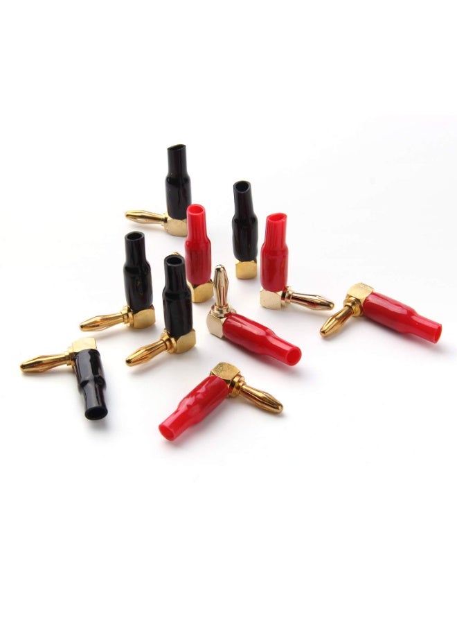 HRLORKC 10pcs Right Angle Speaker Plugs 4mm/0.16" 90 Degree Connector Right Angle Banana Plugs for Speaker Wire (Red and Black) - Image 3