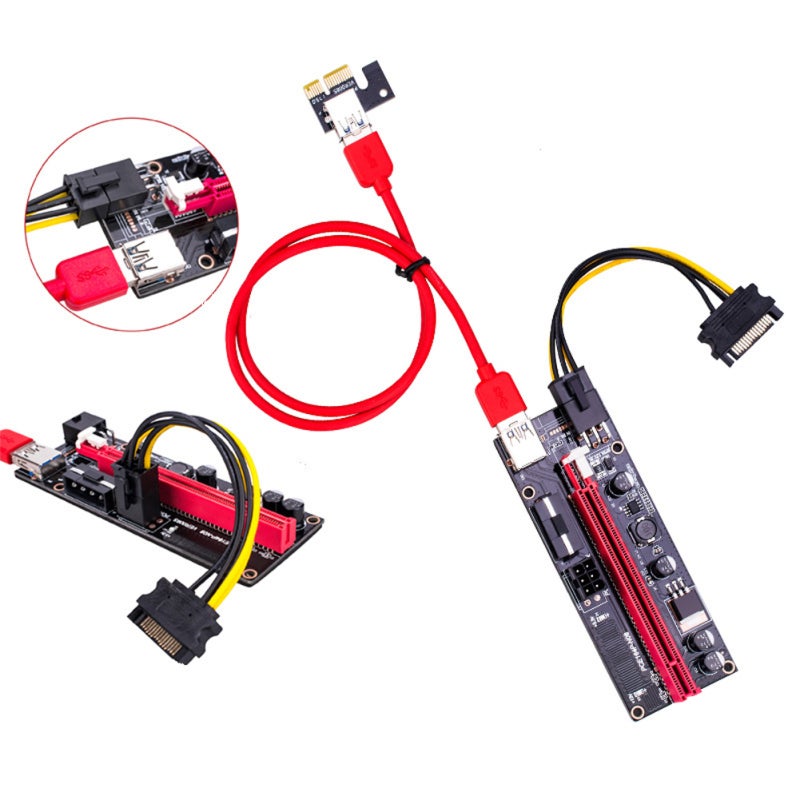 PCIE Extension Cable: Red 009S PCI-E Cord With 180-Degree Adapter, 4 FP Solid State Capacitors For Stable Power - Fixed Buckle Slot, 6P Interface For Graphics Card Power Protection For Desktop PC Buil - Image 4