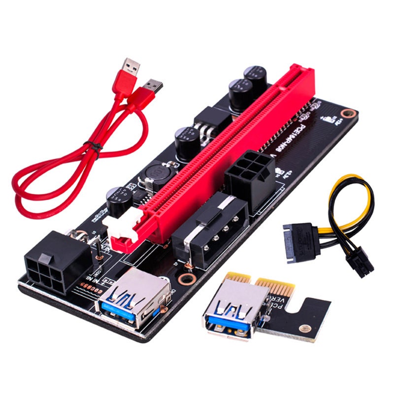 PCIE Extension Cable: Red 009S PCI-E Cord With 180-Degree Adapter, 4 FP Solid State Capacitors For Stable Power - Fixed Buckle Slot, 6P Interface For Graphics Card Power Protection For Desktop PC Buil - Image 1