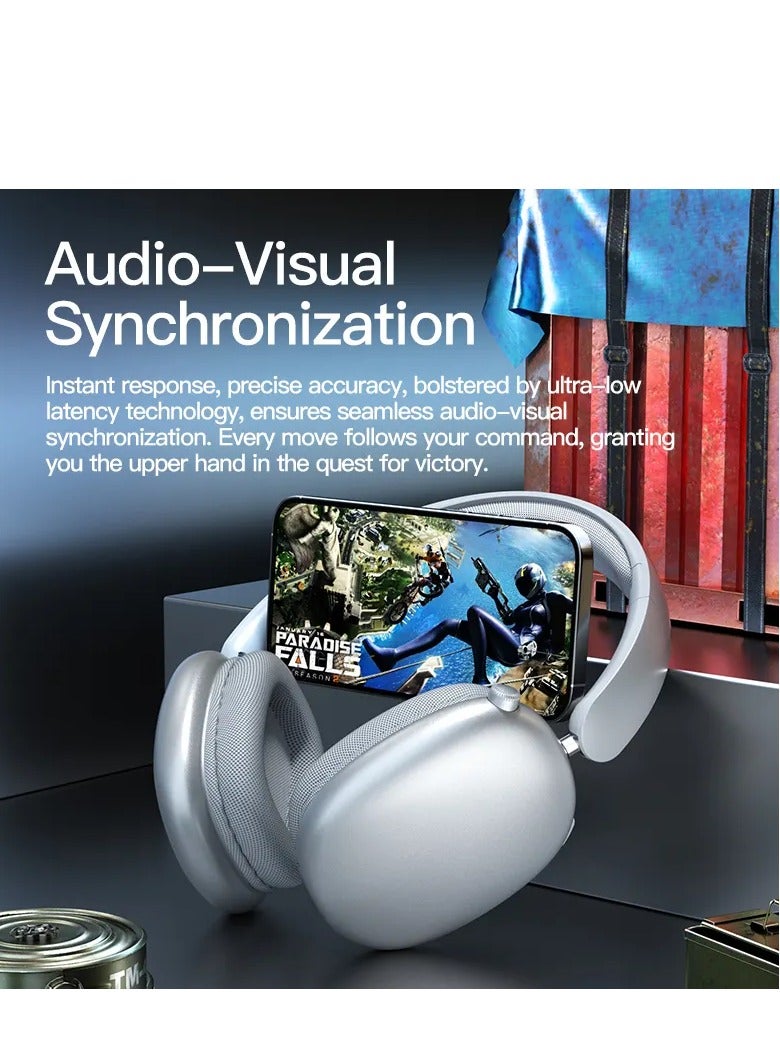 GULFLINK SY-BT1632 Wireless Headphone Gaming Headset Foldable Bluetooth Earphones Silver  - Image 3
