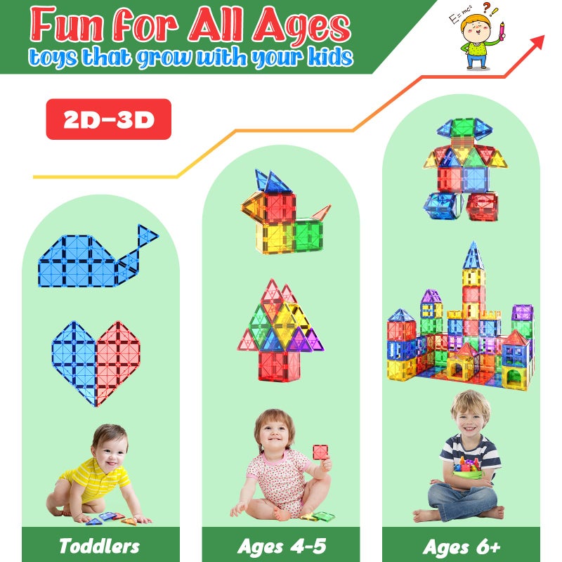 Coodoo Kids Toys Magnetic Tiles Starter Set Classroom Must Haves, Magnetic Blocks for Toddlers Magnet Building Toys Preschool Montessori Learning Games for 3+ Year Old Boys & Girls - Image 3