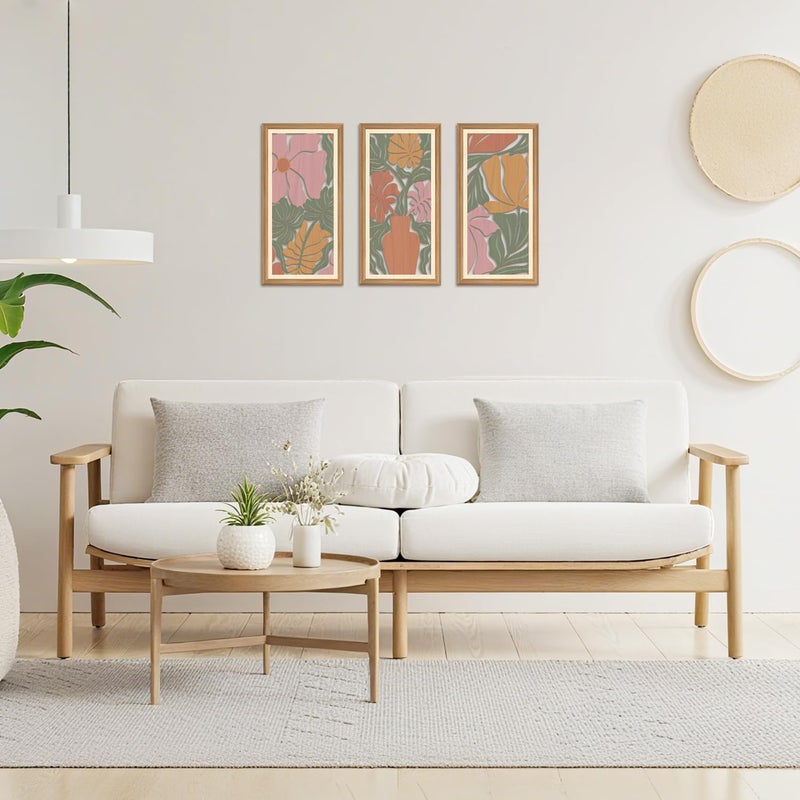 IARTTOP 3 Pcs Boho Flower Market Wall Decor Floral Botanical Modern Wood Wall Art Bohemian Floral Hanging Decor Abstract Minimalist Wooden Art for Living Room Bedroom Office 7.9 x15.8 Inch - Image 4