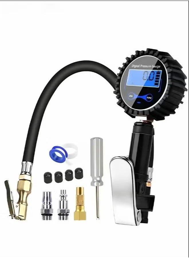 XiuWoo Digital Tire Inflator Pressure Gauge Tire Deflator 200 PSI Air Chuck With Rubber Hose And Quick Connect Coupler  - Image 1
