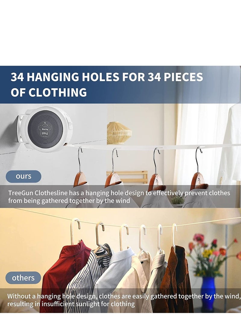 SYOSI Retractable Clothesline Adjustable Wall Mounted Clothing Line hanging hole design anti-slip Indoor Home Dormitories Laundry Hotels Travel Outdoor  - Image 2