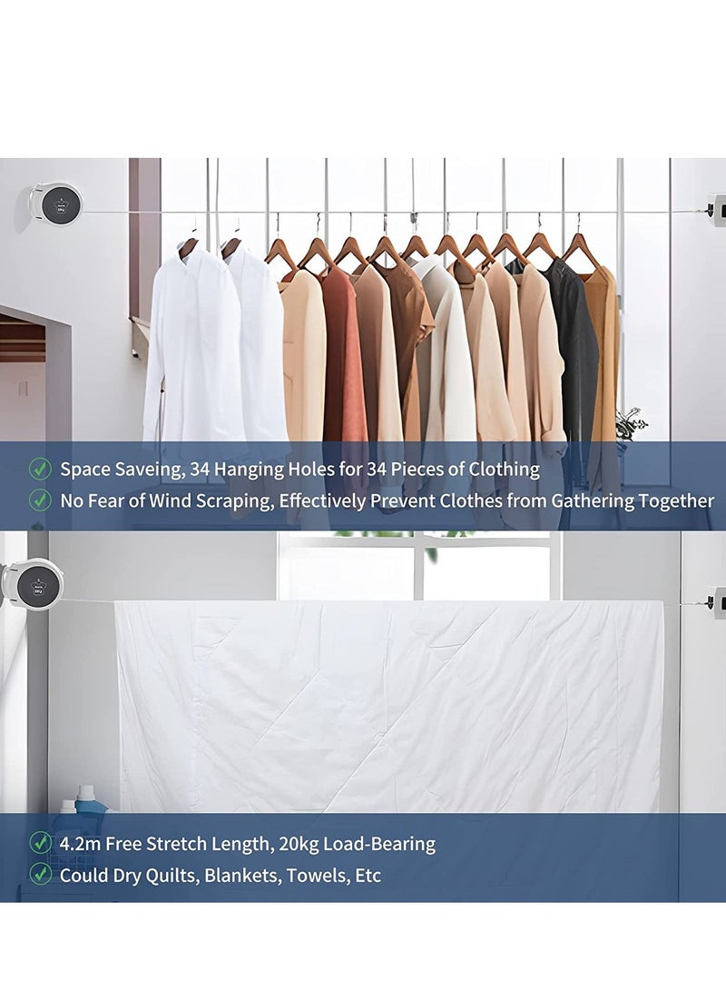SYOSI Retractable Clothesline Adjustable Wall Mounted Clothing Line hanging hole design anti-slip Indoor Home Dormitories Laundry Hotels Travel Outdoor  - Image 4