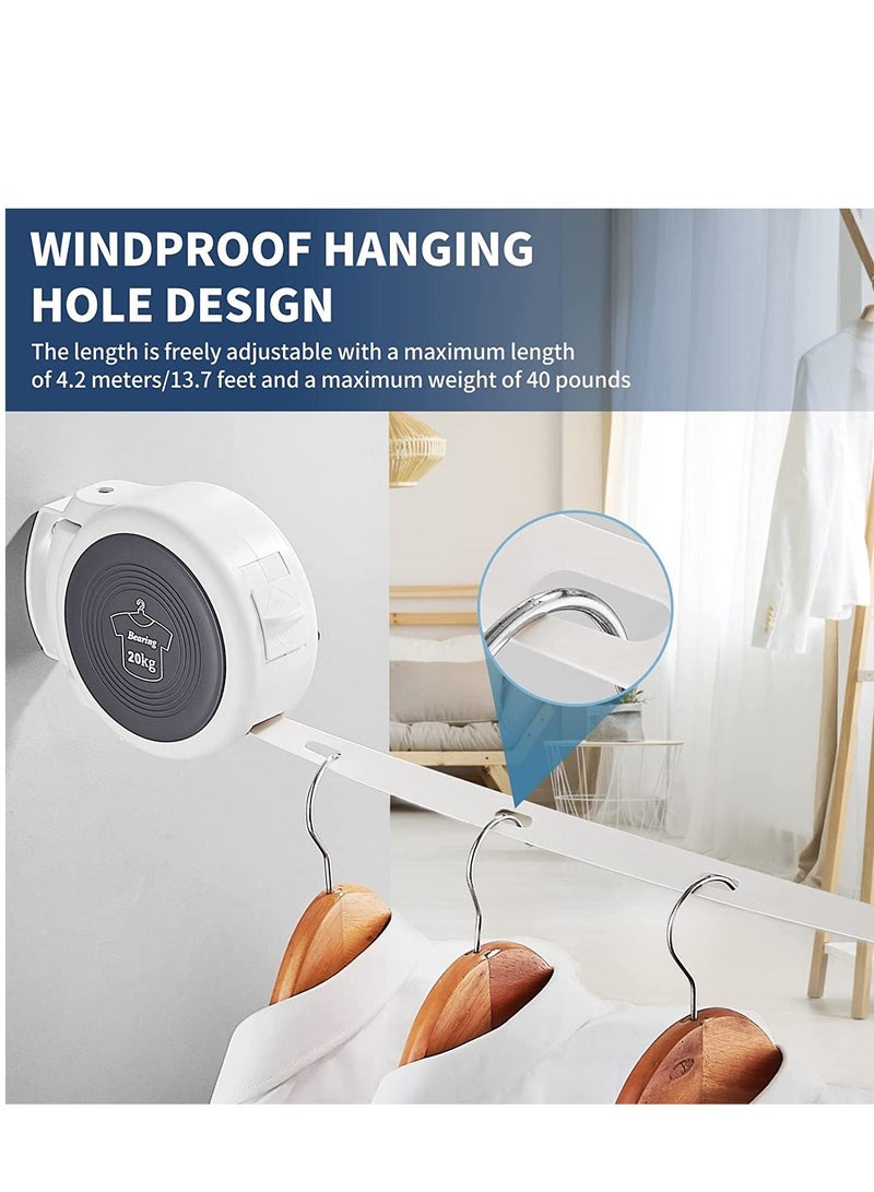 SYOSI Retractable Clothesline Adjustable Wall Mounted Clothing Line hanging hole design anti-slip Indoor Home Dormitories Laundry Hotels Travel Outdoor  - Image 3