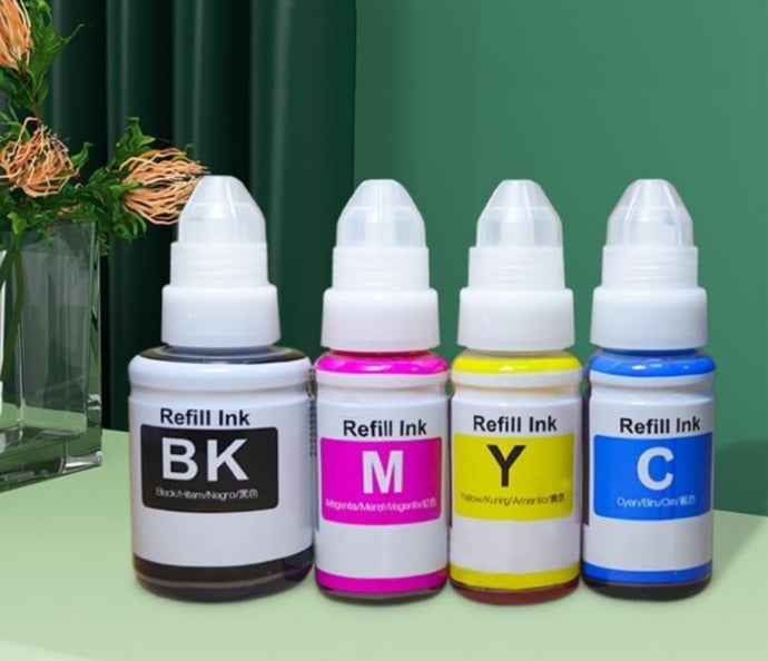 Refill Canon compatible ink 490 590 For Canon Pixma G1400 G1410 G1411 G2400 G2410 G2411 G3400 G3410 G3411 G3416 G4000 Printers. Black 135ML Cyan Yellow Magenta 70ML. - Image 3